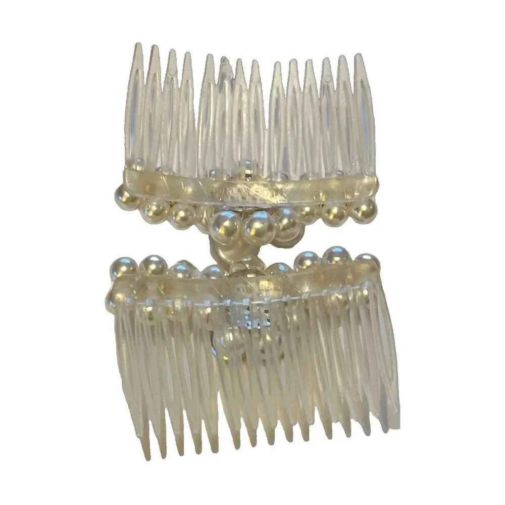 Pair 2 Creamy White Flower Faux Pearl Wedding Bridal Prom Hair Combs NEW